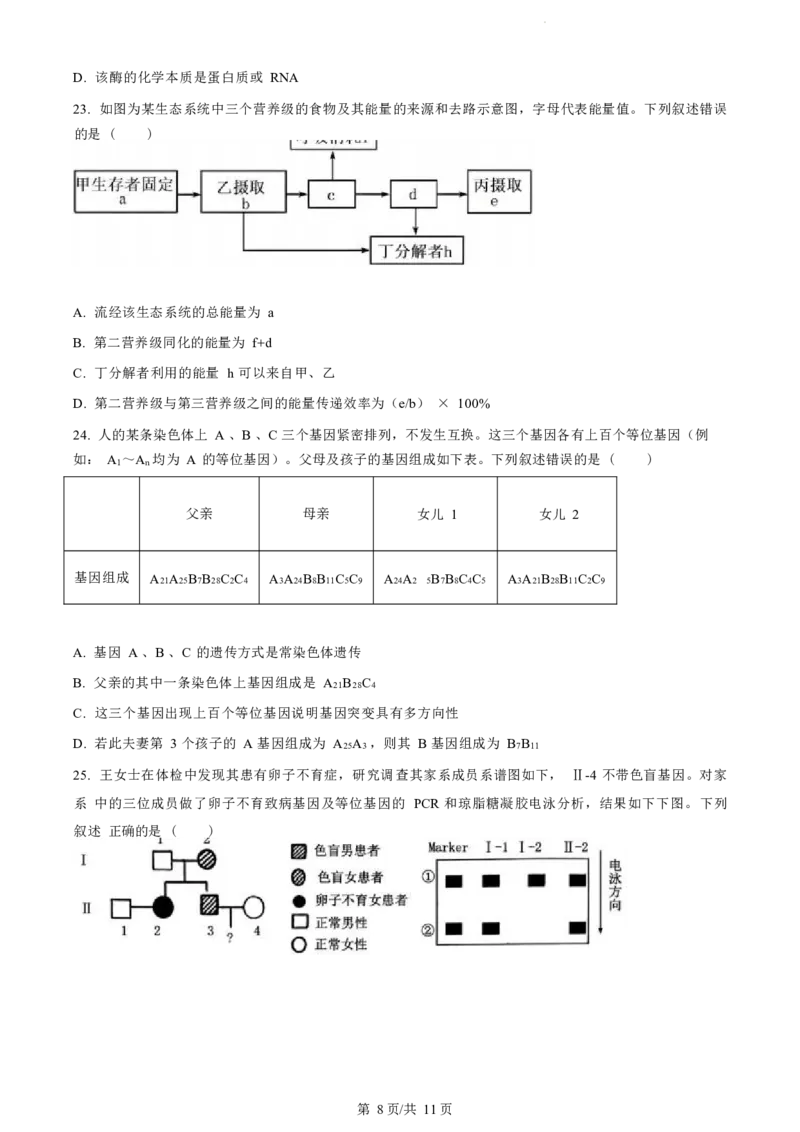 生物试题（原卷版）_2024-2025高三（6-6月题库）_2024年07月试卷_240701浙江省绍兴市2023-2024学年高二下学期6月期末调测考试_浙江省绍兴市2023-2024学年高二下学期6月期末调测考试生物