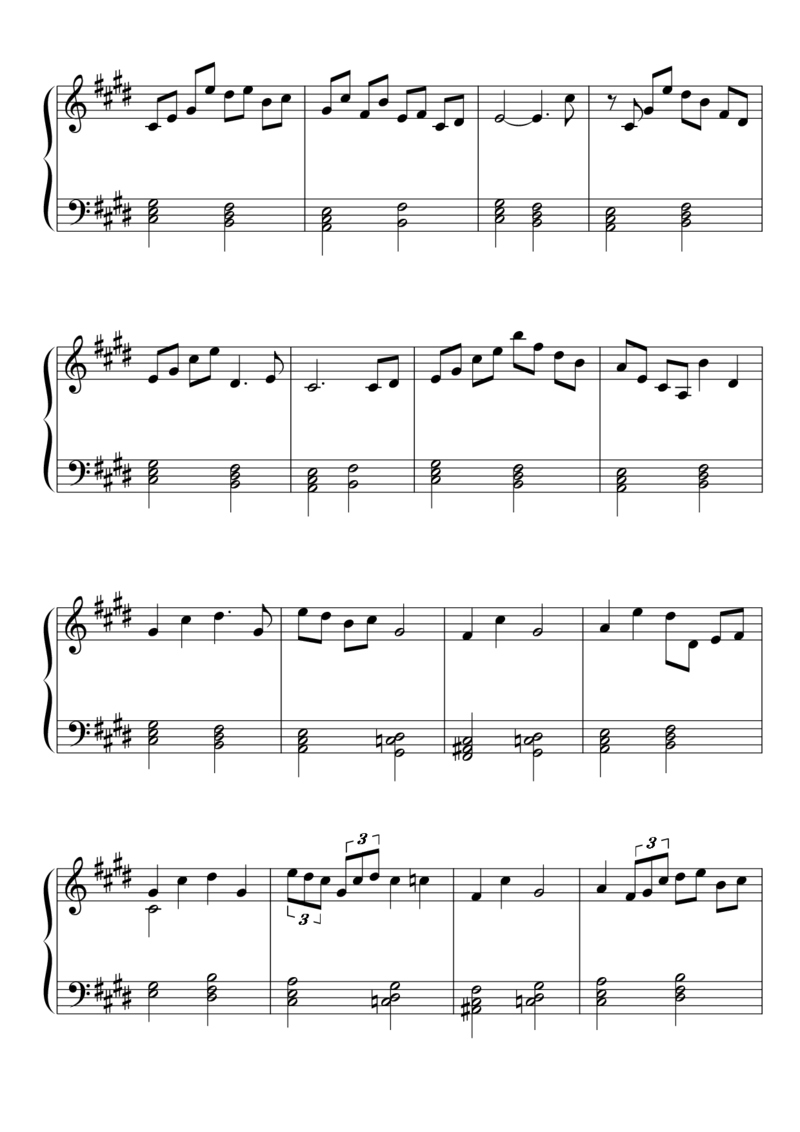 [東方ピアノEasyモード楽譜][easy][3]夢幻回廊_一万首著名钢琴曲谱哈农贝多芬合集视频教学电子版高清无水印可打印_05动漫游戏钢琴谱合集_日系东方Project钢琴谱全集_东方project钢琴谱