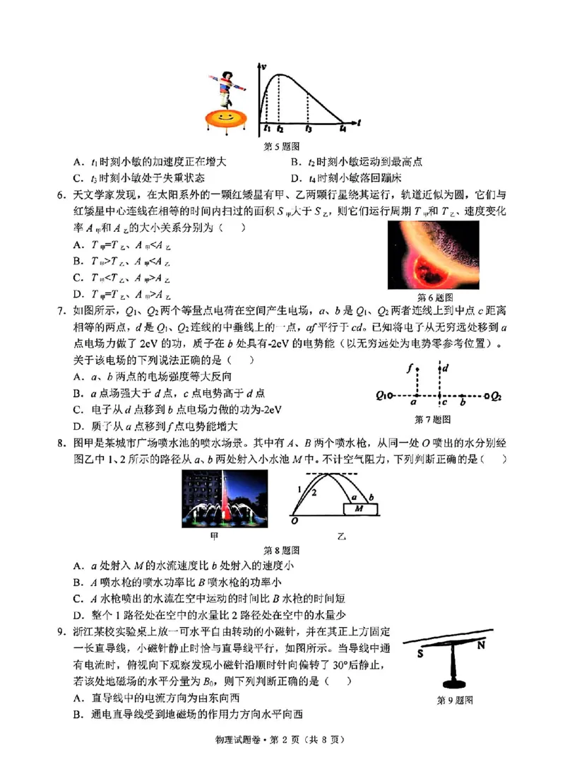 物理试卷_2024-2025高三（6-6月题库）_2024年12月试卷_12252025届浙江省五校联盟高三12月首考模拟（杭二、温中、金一中、绍一中、衢二中）（全科）