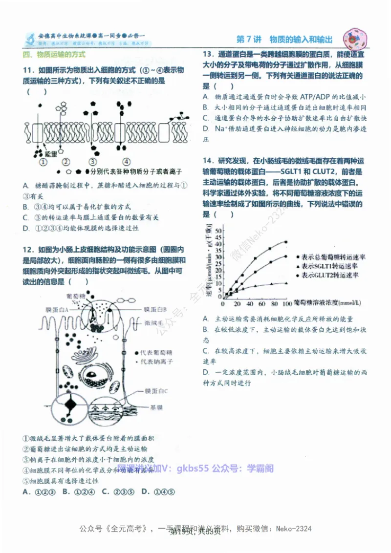高一生物刷题课讲义1-15讲必修一-薄本@_2024-2025高三（6-6月题库）_2024年09月试卷_李林