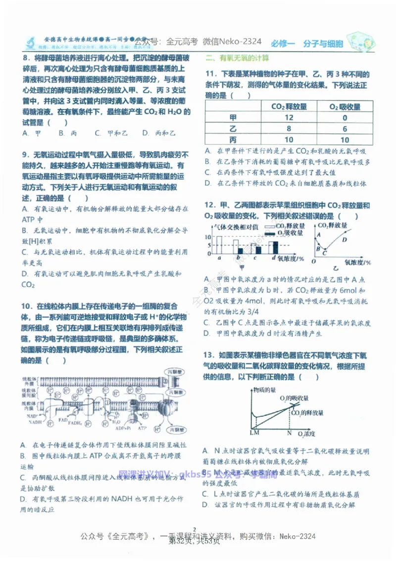 高一生物刷题课讲义1-15讲必修一-薄本@_2024-2025高三（6-6月题库）_2024年09月试卷_李林