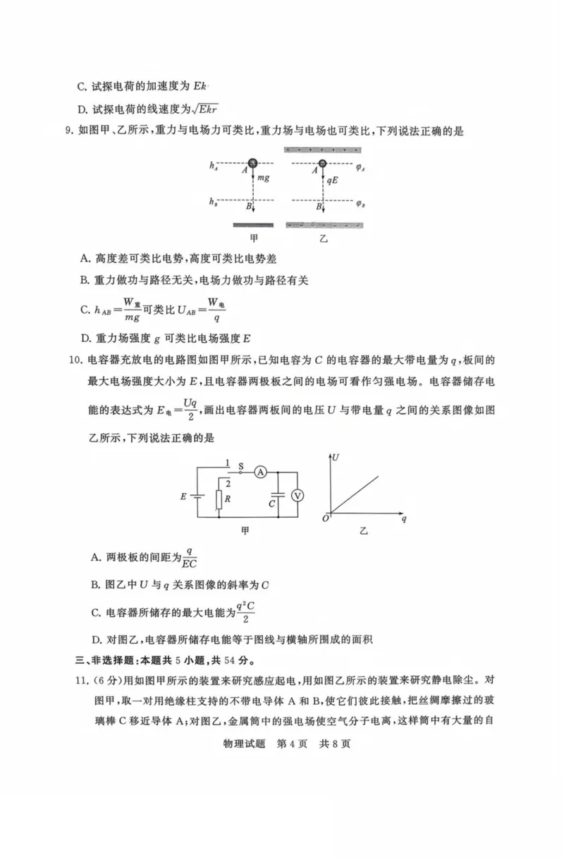 山西省晋城市部分学校2025-2026学年高二上学期10月学业质量联考试题物理PDF版含解析_2025年11月高二试卷_251107山西省晋城市部分学校2025-2026学年高二上学期10月学业质量联考试题