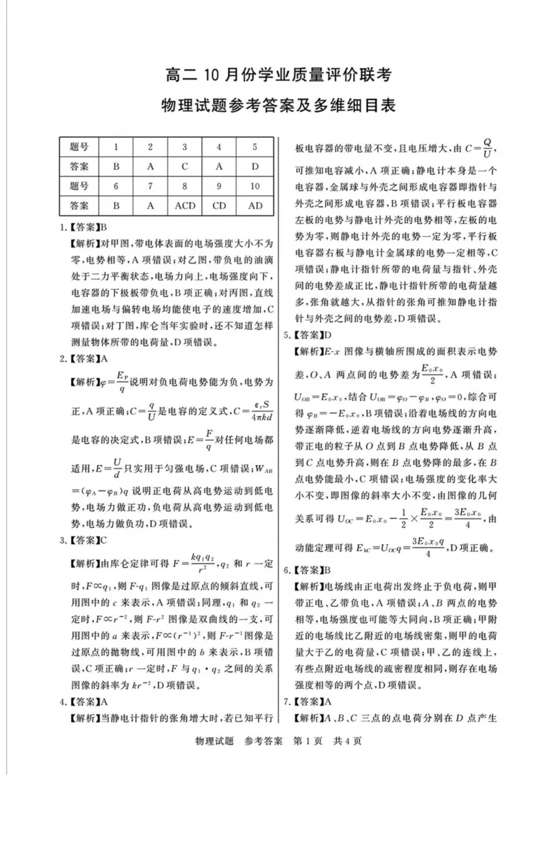 山西省晋城市部分学校2025-2026学年高二上学期10月学业质量联考试题物理PDF版含解析_2025年11月高二试卷_251107山西省晋城市部分学校2025-2026学年高二上学期10月学业质量联考试题