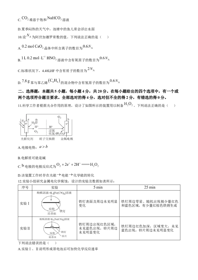 山东省菏泽市2024-2025学年高三上学期期中考试化学含解析_2024-2026高三（6-6月题库）_2024年10月试卷_1031山东省菏泽市2024-2025学年高三上学期期中考试