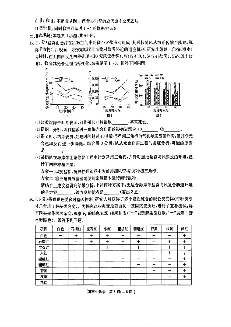 2026年1月随州市普通高中高三年级质量检测生物_2024-2026高三（6-6月题库）_2026年01月高三试卷_0112湖北省2026年1月随州市普通高中高三年级质量检测
