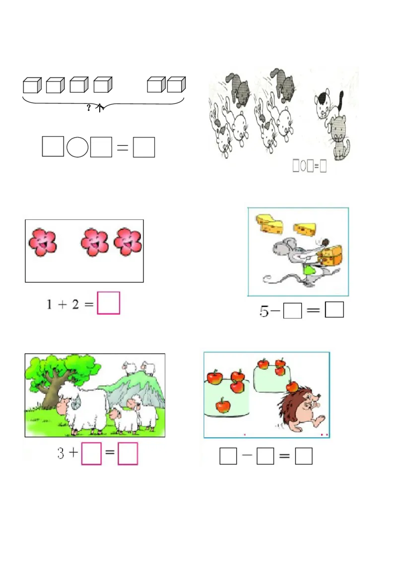 一年级数学解决&ldquo;看图列算式&rdquo;问题的几种类型_小学1-6年级全部试卷_数学_一年级_3-6-3、小学一年级数学上册_3-6-3-1、复习、知识点、归纳汇总_人教版
