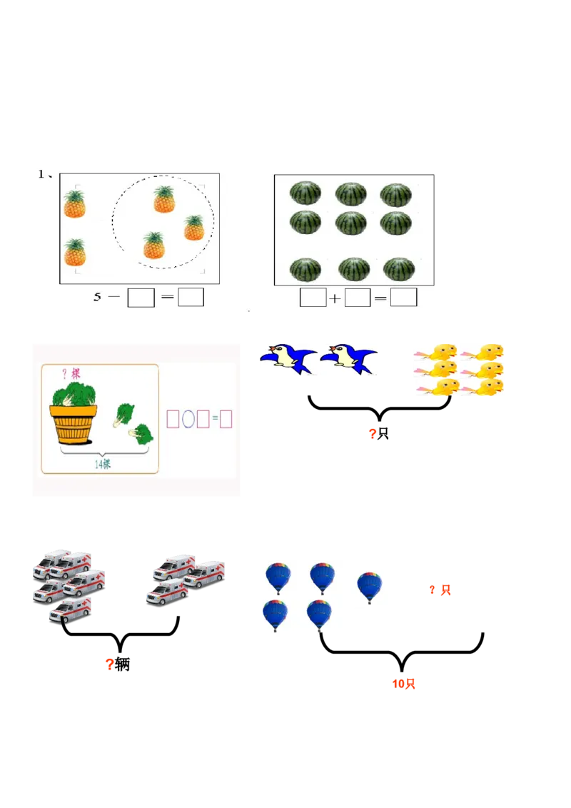 一年级数学解决&ldquo;看图列算式&rdquo;问题的几种类型_小学1-6年级全部试卷_数学_一年级_3-6-3、小学一年级数学上册_3-6-3-1、复习、知识点、归纳汇总_人教版