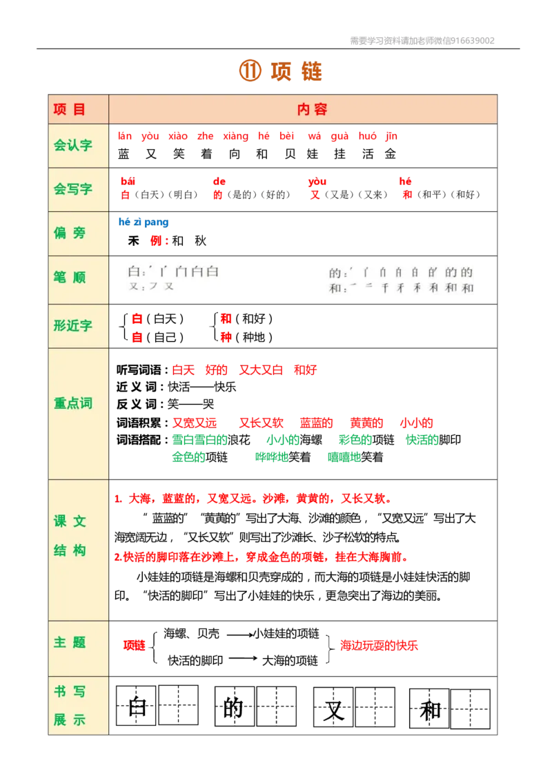 一年级语文上册课堂笔记复习资料_小学1-6年级全部试卷_语文_一年级_3-6-1、小学一年级语文上册_3-6-1-1、复习、知识点、归纳汇总_通用