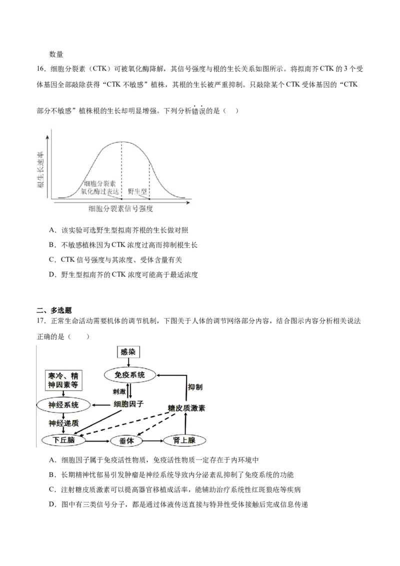 山东省德州市九校2025-2026学年高二上学期校际联考五（期中）生物试卷（含答案）_2025年11月高二试卷_251116山东省德州市九校2025-2026学年高二上学期联考（全）