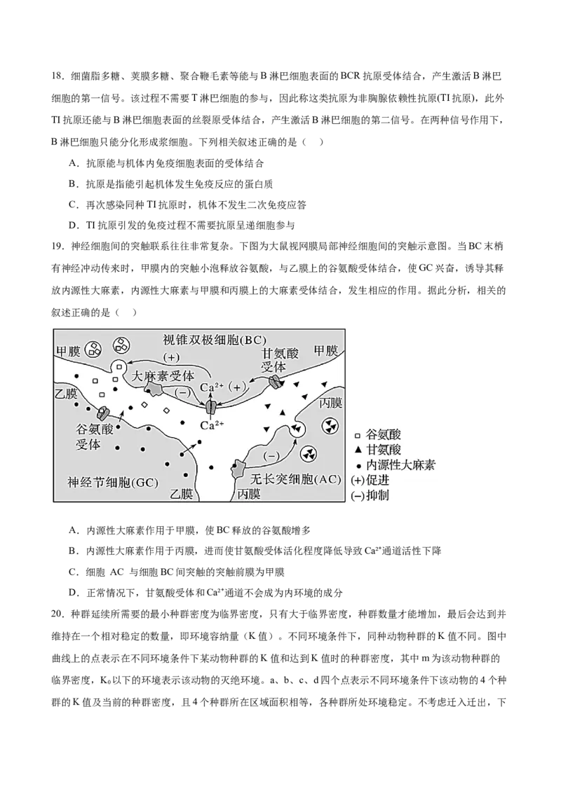 山东省德州市九校2025-2026学年高二上学期校际联考五（期中）生物试卷（含答案）_2025年11月高二试卷_251116山东省德州市九校2025-2026学年高二上学期联考（全）