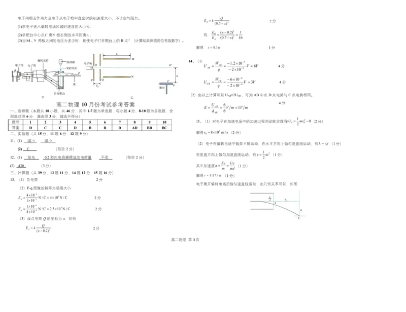 江西省南昌中学三经路校区2025-2026学年高二上学期10月月考试题物理Word版含答案_2025年10月高二试卷_251017江西省南昌中学三经路校区2025-2026学年高二上学期10月月考试题（全）