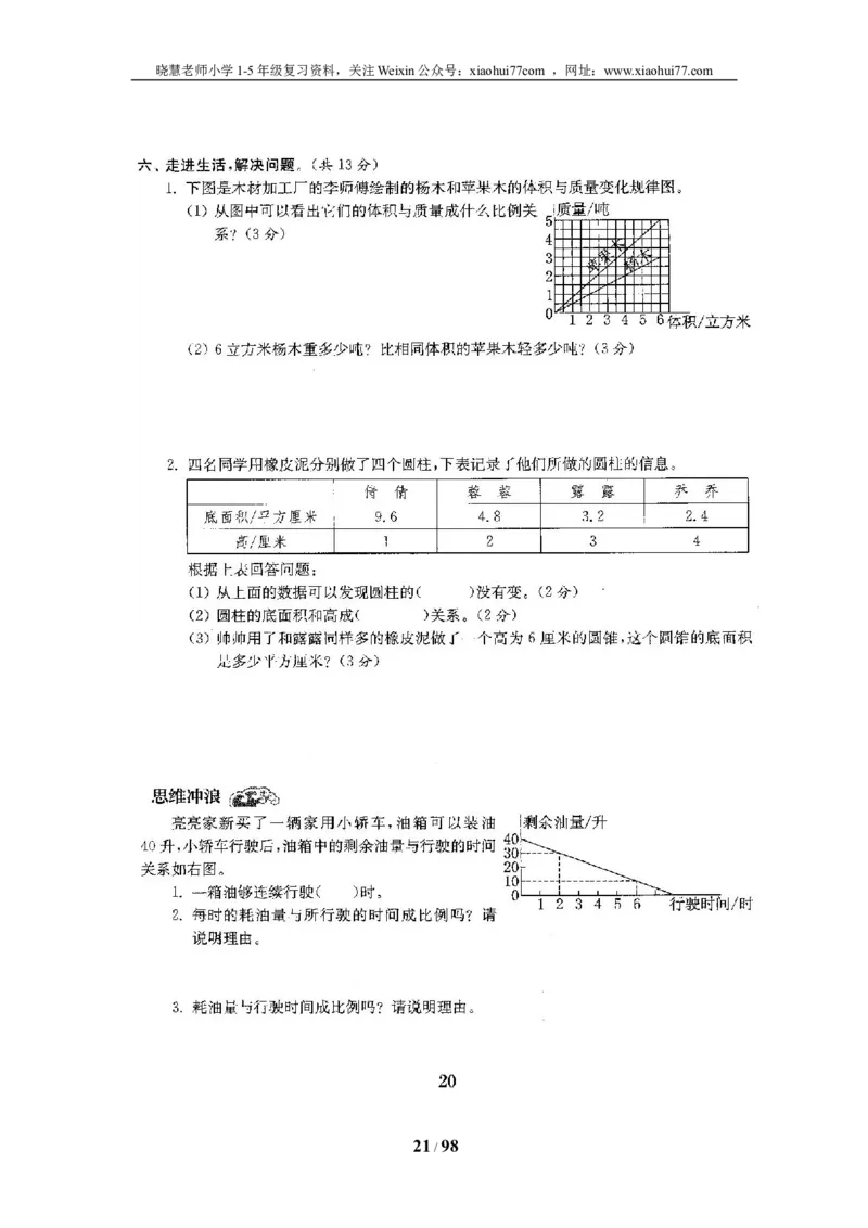 北师大版六年级数学下册全套试卷（22套附完整答案）_小学1-6年级全部试卷_数学_六年级_3-11-4、小学六年级数学下册_3-11-4-2、练习题、作业、试题、试卷_北师大版