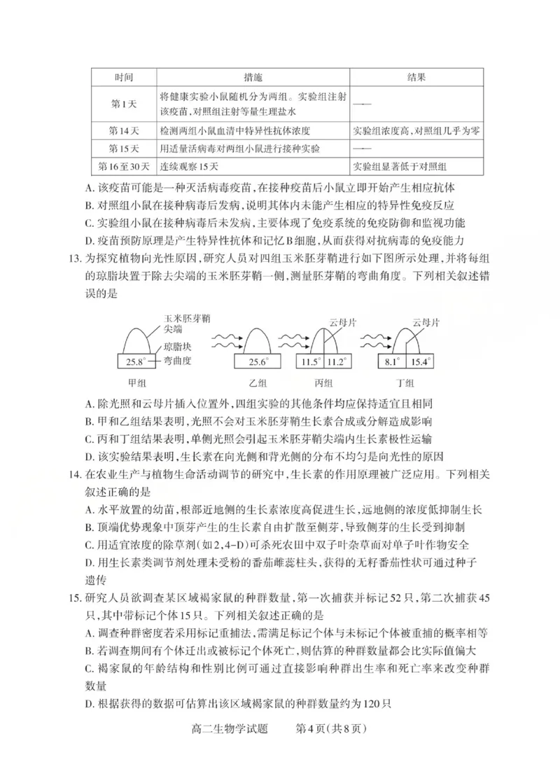 高二生物试题_Print(已优化)_251221山西省2025-2026学年三重教育高二上学期12月选科调研检测（全）_山西省2025-2026学年三重教育高二上学期12月选科调研检测生物试题含答案