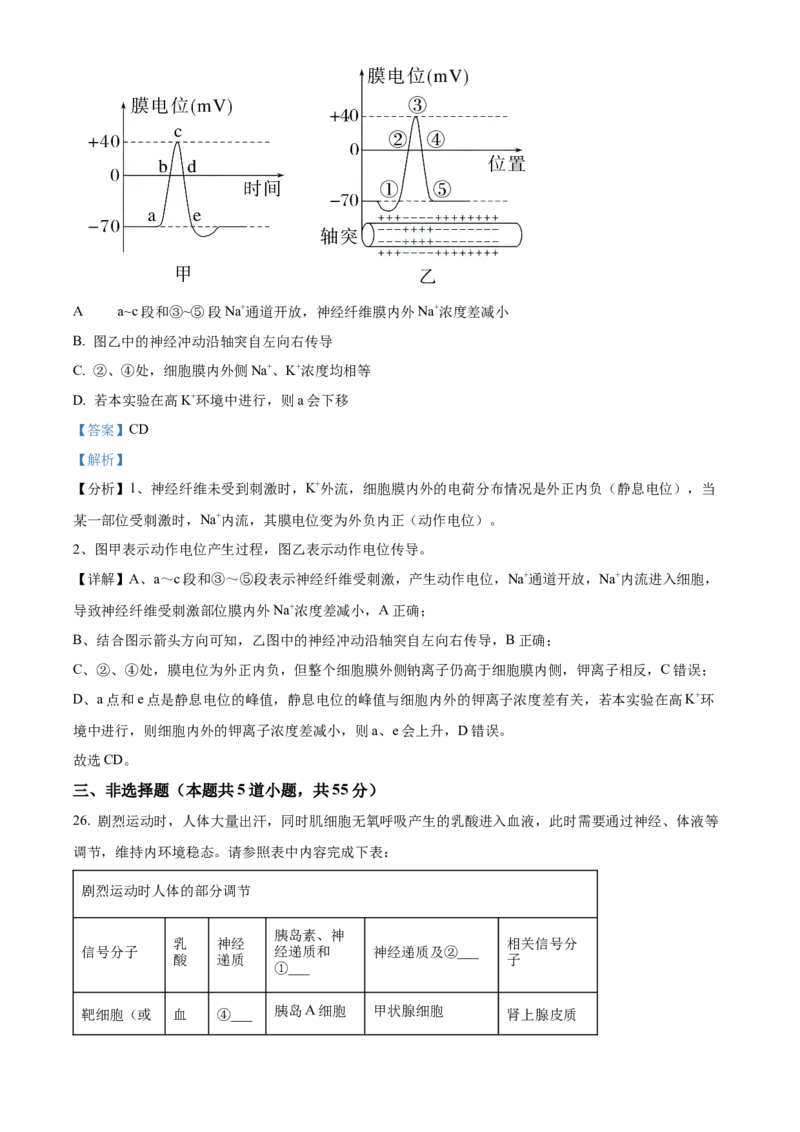 黑龙江省哈尔滨市第三中学2024-2025学年高二上学期期中生物试卷Word版含解析_2024-2025高二（7-7月题库）_2024年12月试卷_1216黑龙江省哈尔滨市第三中学2024-2025学年高二上学期期中