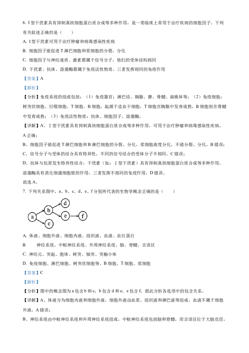 黑龙江省哈尔滨市第三中学2024-2025学年高二上学期期中生物试卷Word版含解析_2024-2025高二（7-7月题库）_2024年12月试卷_1216黑龙江省哈尔滨市第三中学2024-2025学年高二上学期期中