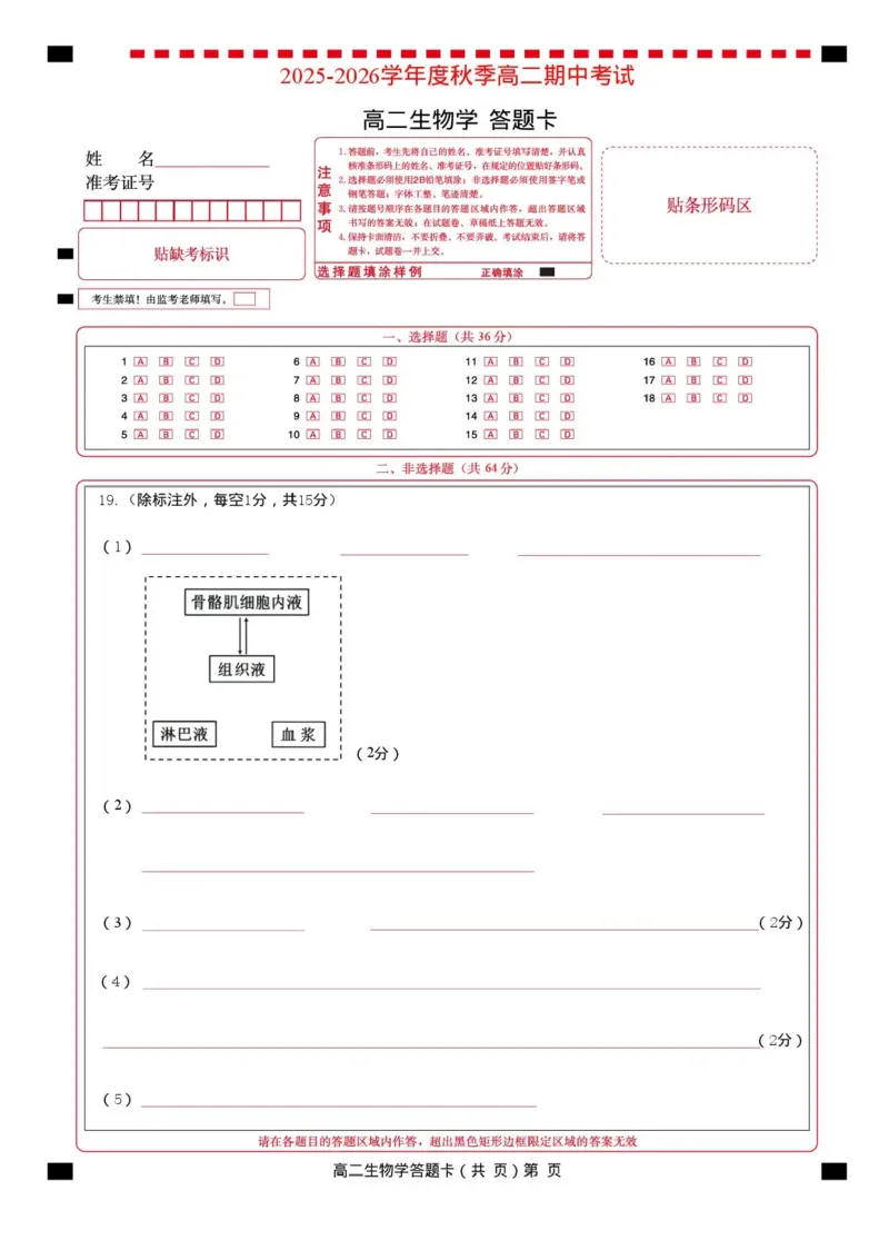 湖北省孝感新高考协作体2025-2026学年高二上学期11月期中生物试题含答案_2025年11月高二试卷_251112湖北省孝感市新高考协作体2025-2026学年高二上学期11月期中