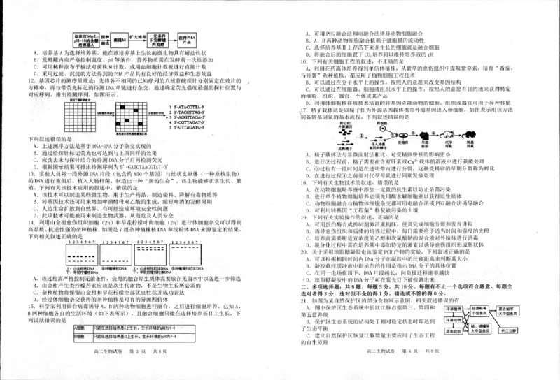 生物生物_2024-2025高二（7-7月题库）_2025年6月试卷_0606江苏省宿迁市泗阳县2024-2025学年高二下学期期中考试