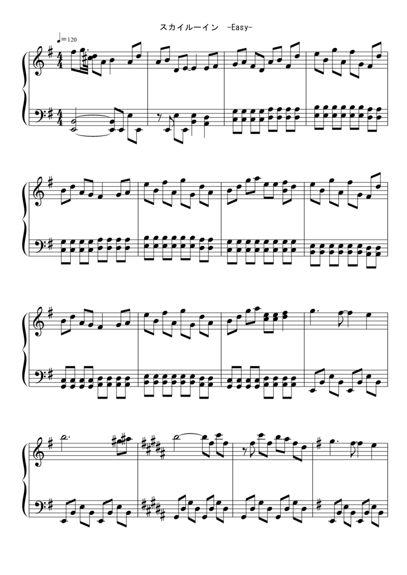 [東方ピアノEasyモード楽譜][easy][5]_一万首著名钢琴曲谱哈农贝多芬合集视频教学电子版高清无水印可打印_05动漫游戏钢琴谱合集_日系东方Project钢琴谱全集_东方project钢琴谱_426