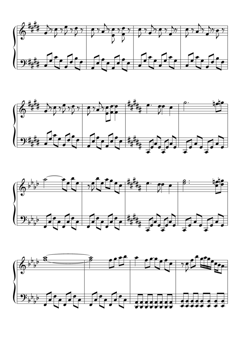 [東方ピアノEasyモード楽譜][easy][5]_一万首著名钢琴曲谱哈农贝多芬合集视频教学电子版高清无水印可打印_05动漫游戏钢琴谱合集_日系东方Project钢琴谱全集_东方project钢琴谱_426