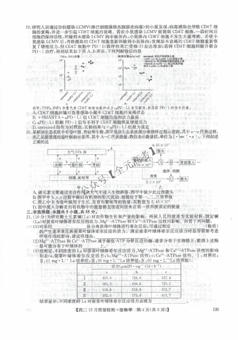 2026届内蒙古自治区乌兰察布市九师联盟高三上学期模拟预测生物试题_2024-2026高三（6-6月题库）_2025年12月高三试卷_251231九师联盟2026届高三12月联考质量检测
