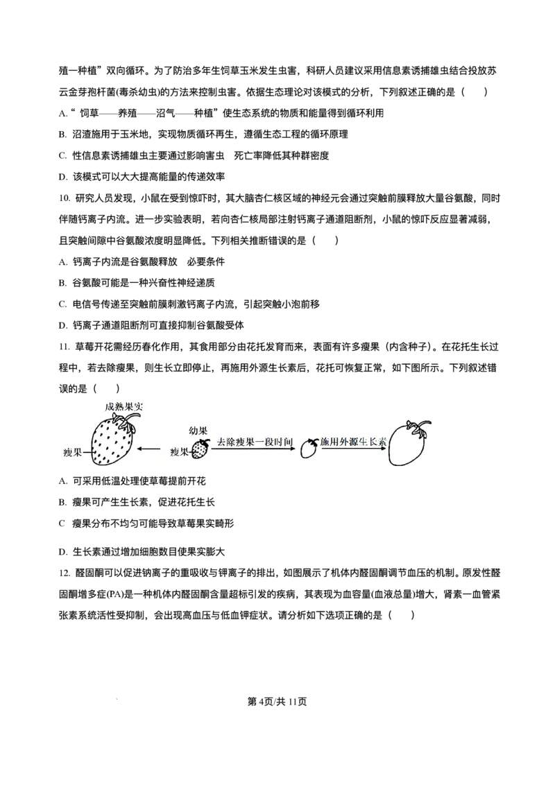 湖南省长沙市第一中学2025-2026学年高二上学期12月月考生物试题含答案_251224湖南省长沙市第一中学2025-2026学年高二上学期12月月考（全）