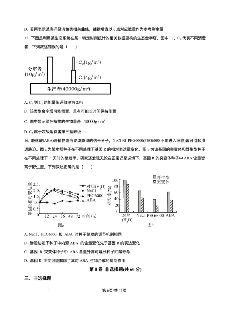 湖南省长沙市第一中学2025-2026学年高二上学期12月月考生物试题含答案_251224湖南省长沙市第一中学2025-2026学年高二上学期12月月考（全）