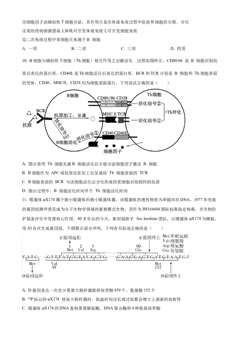 湖南省A佳教育联盟三新教育联考2025-2026学年高二上学期期中联考生物试题（原卷版）_251204湖南省A佳教育联盟三新教育联考2025-2026学年高二上学期期中联考（全）