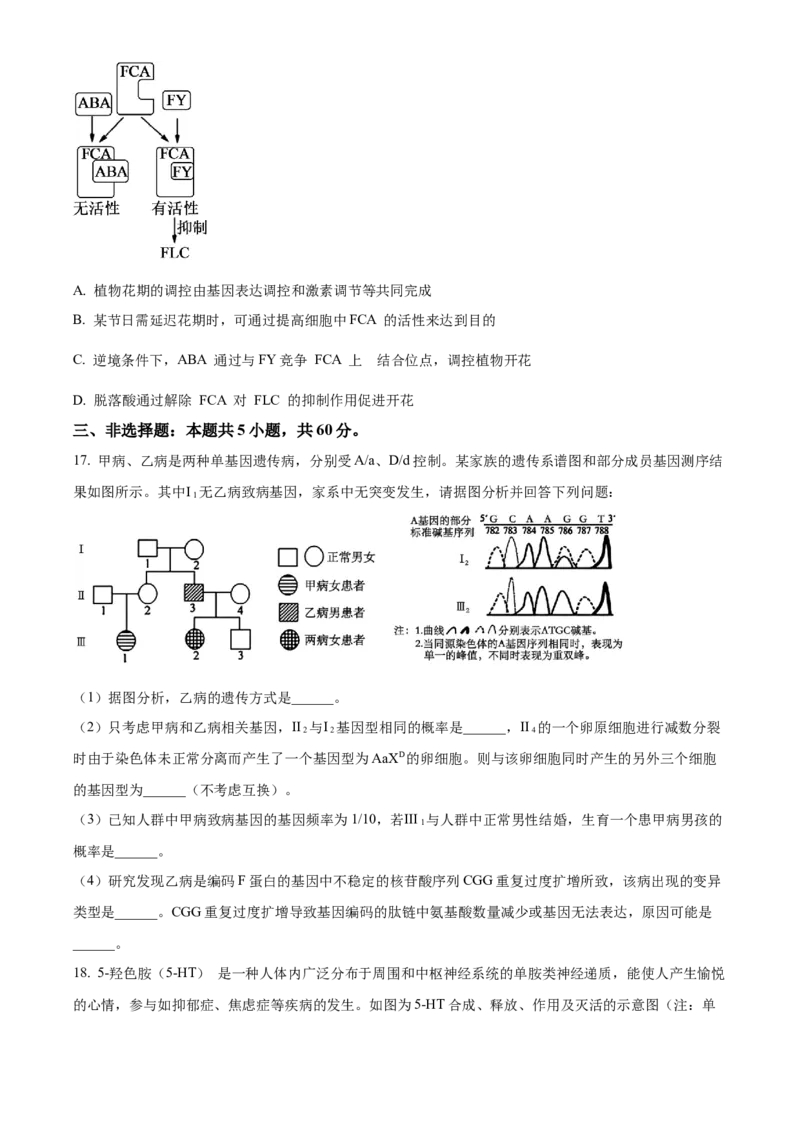 湖南省A佳教育联盟三新教育联考2025-2026学年高二上学期期中联考生物试题（原卷版）_251204湖南省A佳教育联盟三新教育联考2025-2026学年高二上学期期中联考（全）