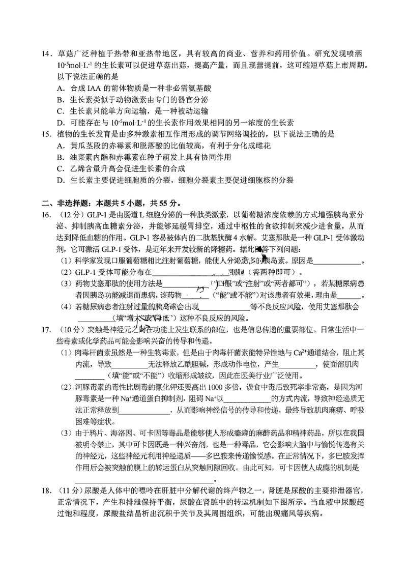 生物试题_2024-2025高二（7-7月题库）_2024年12月试卷_1220安徽省&ldquo;江南十校&rdquo;2024年高二年级12月份阶段联考_安徽省江南十校2024-2025学年高二上学期12月联考生物试题