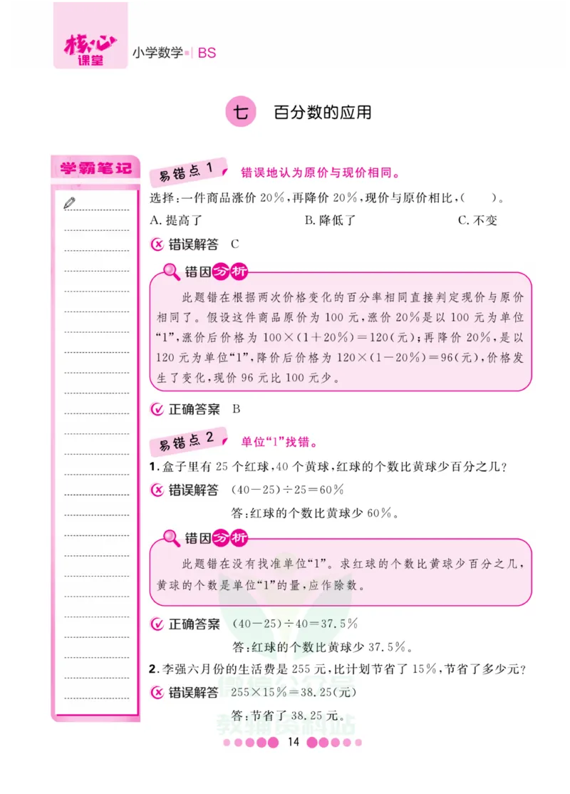 六年级上册数学北师版易错清单_小学1-6年级全部试卷_数学_六年级_3-11-3、小学六年级数学上册_3-11-3-1、复习、知识点、归纳汇总_北师大版
