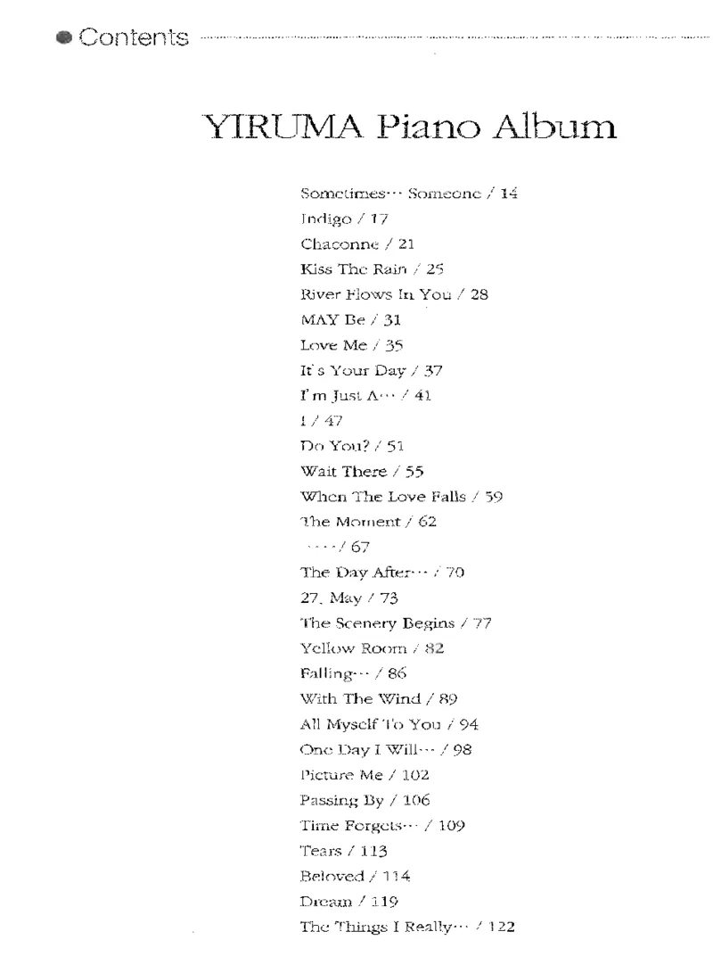 Yiruma钢琴独奏集_一万首著名钢琴曲谱哈农贝多芬合集视频教学电子版高清无水印可打印_02现代钢琴谱合集_李闰珉Yiruma钢琴谱全集