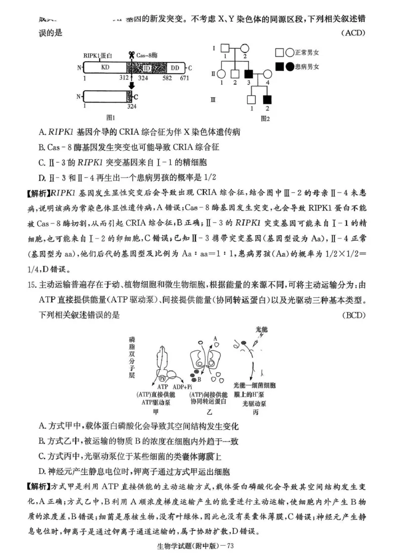 湖南师大附中2026届高三月考试卷（五）生物答案_2024-2026高三（6-6月题库）_2026年01月高三试卷_0107炎德&middot;英才大联考湖南师大附中2026届高三月考试卷（五）（全）