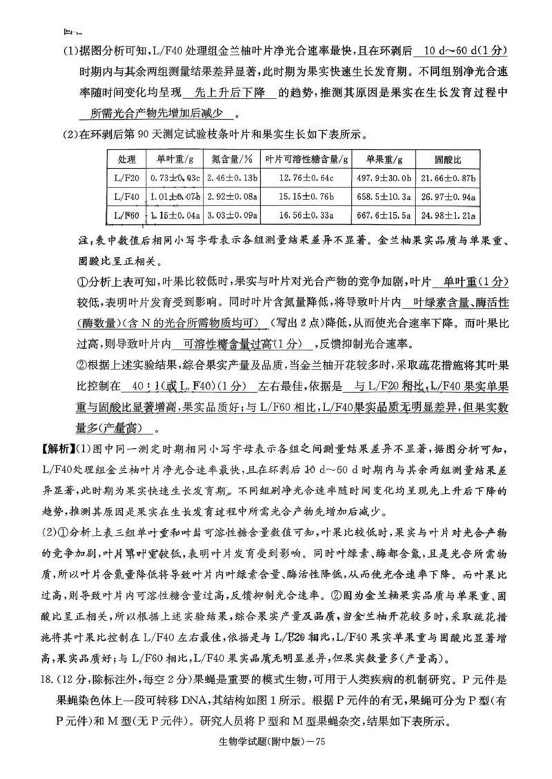 湖南师大附中2026届高三月考试卷（五）生物答案_2024-2026高三（6-6月题库）_2026年01月高三试卷_0107炎德&middot;英才大联考湖南师大附中2026届高三月考试卷（五）（全）