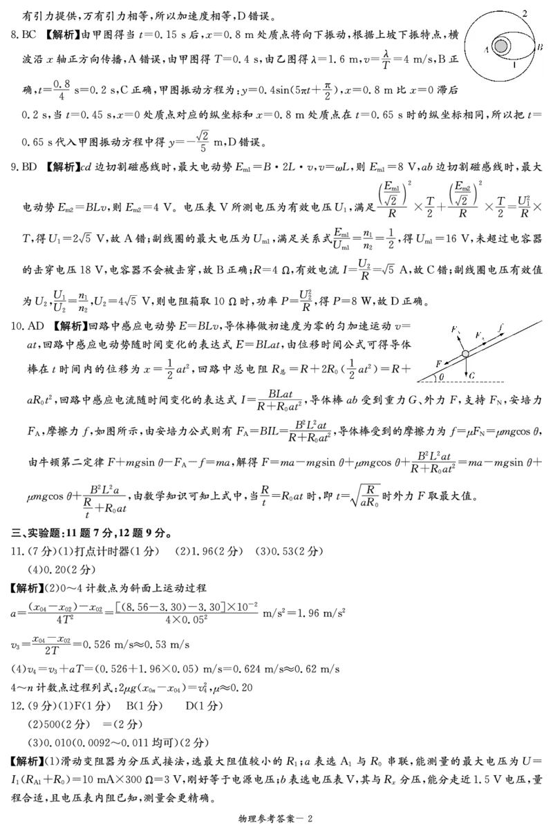 物理答案（湘东十校10月联考）_2024-2025高三（6-6月题库）_2024年10月试卷_1030（炎德英才名校联合体第三次联考）2025届湖南省湘东十校高三上学期10月联考