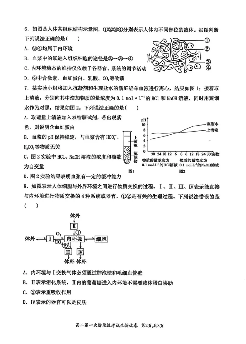 河南省许昌市禹州市第三高级中学菁华校区2025-2026学年高二上学期9月月考生物试题（图片版，含解析）_2025年10月高二试卷
