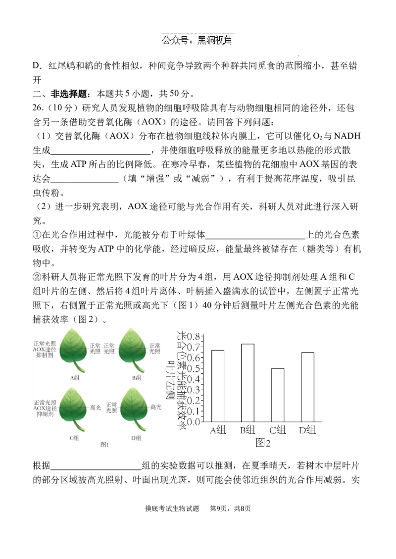陕西省西安中学2024-2025学年高三上学期开学摸底考试生物试题+答案_2024-2025高三（6-6月题库）_2024年09月试卷_0905陕西省西安中学2024-2025学年高三上学期开学摸底考试