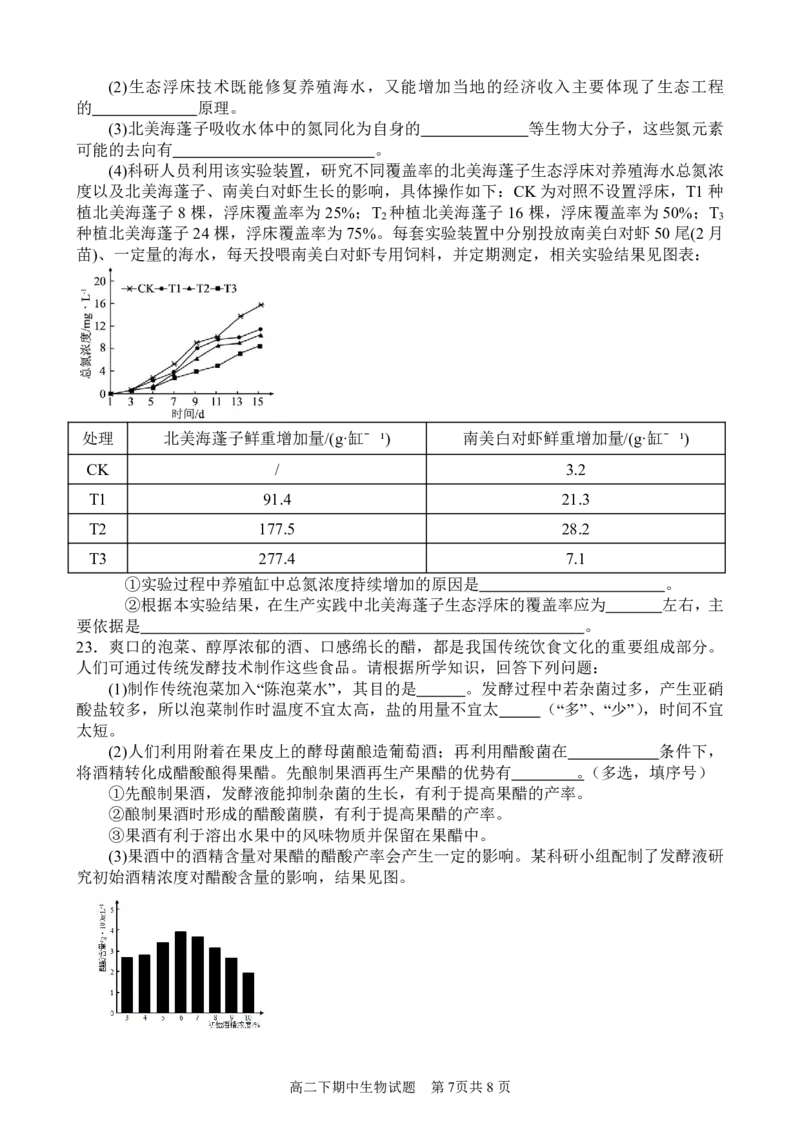 高二下期期中试题&mdash;&mdash;生物_2024-2025高二（7-7月题库）_2025年05月试卷_0501重庆市万州二中2024-2025学年高二下学期期中考试
