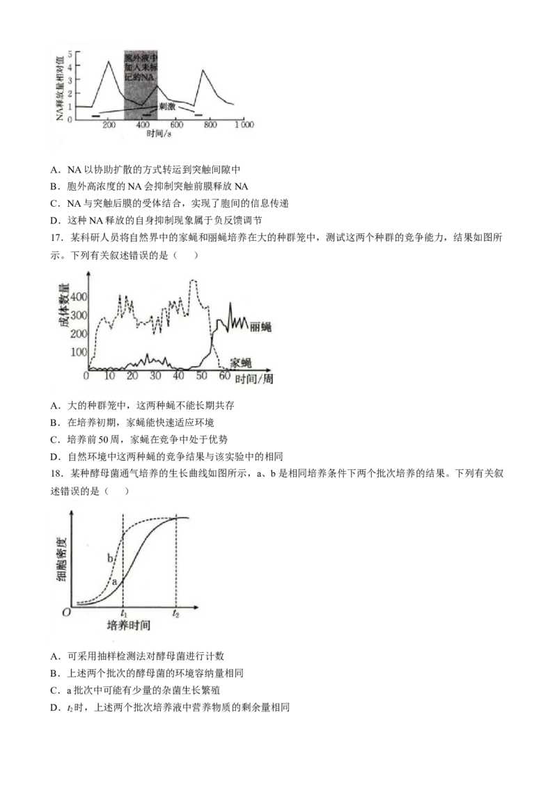 辽宁省抚顺市六校协作体2024-2025学年高二下学期期初检测生物学试卷（含答案）_2024-2025高二（7-7月题库）_2025年03月试卷_0309辽宁省抚顺市六校协作体2024-2025学年高二下学期期初检测