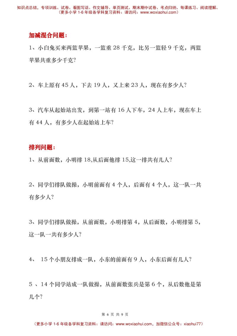 一年级下册数学解决问题重点难点题_小学1-6年级全部试卷_数学_一年级_3-6-4、小学一年级数学下册_3-6-4-1、复习、知识点、归纳汇总_通用