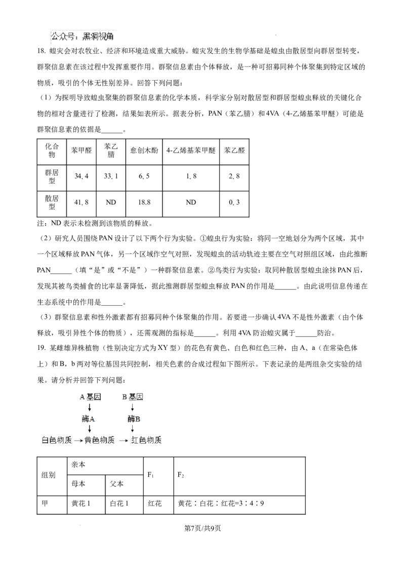 福建省福州第三中学2024-2025学年高三上学期10月月考生物_2024-2025高三（6-6月题库）_2024年10月试卷_1022福建省福州第三中学2024-2025学年高三上学期10月月考
