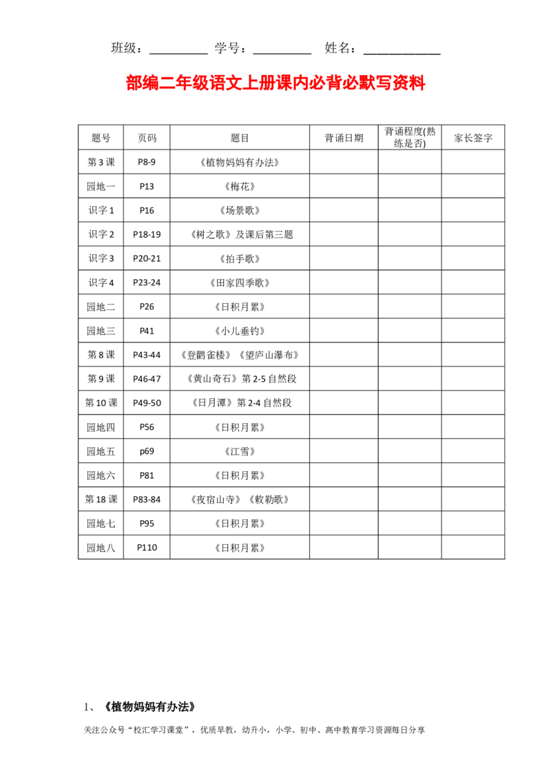 二年级语文上册必背课文重点句子，暑假赶紧背起来！_小学1-6年级全部试卷_语文_二年级_3-7-1、小学二年级语文上册_3-7-1-1、复习、知识点、归纳汇总_通用