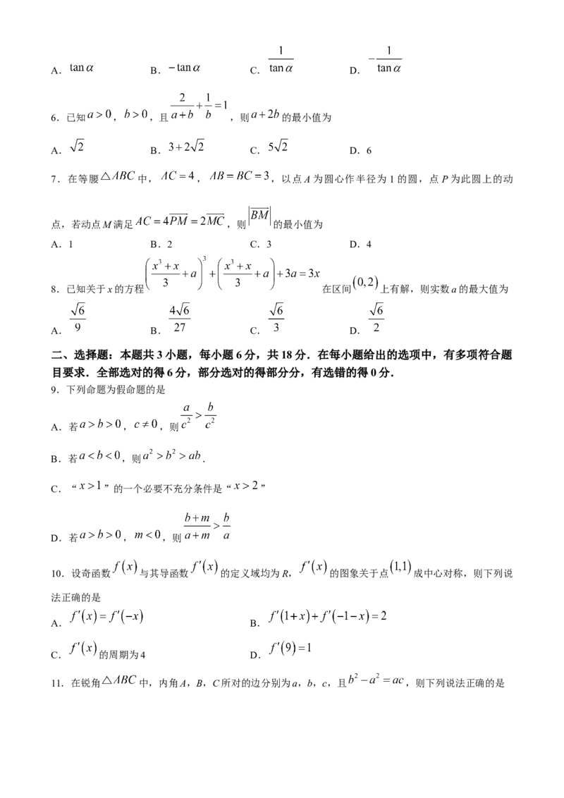 河南省开封市金科新未来2024-2025学年高三上学期10月联考数学试题()_2024-2025高三（6-6月题库）_2024年10月试卷_1013河南省2025届高三金科新未来10月联考