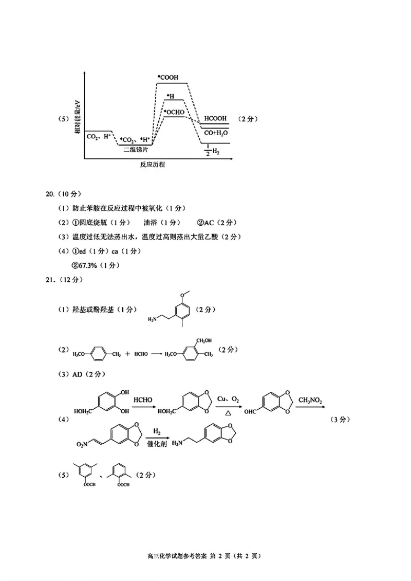 浙江省县域教研联盟2025届高三摸底考试化学+答案_2024-2025高三（6-6月题库）_2024年12月试卷_1208浙江省县域教研联盟2025届高三摸底考试