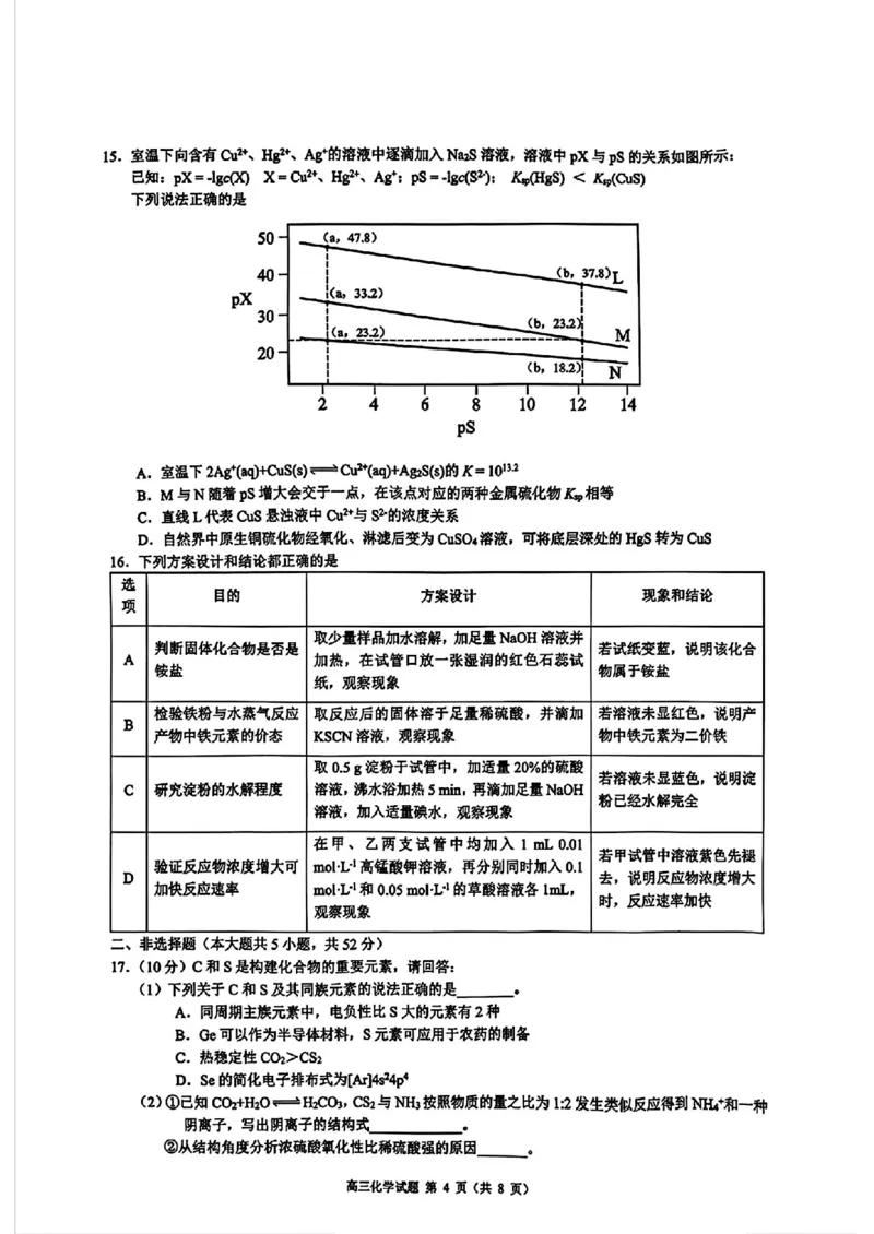 浙江省县域教研联盟2025届高三摸底考试化学+答案_2024-2025高三（6-6月题库）_2024年12月试卷_1208浙江省县域教研联盟2025届高三摸底考试