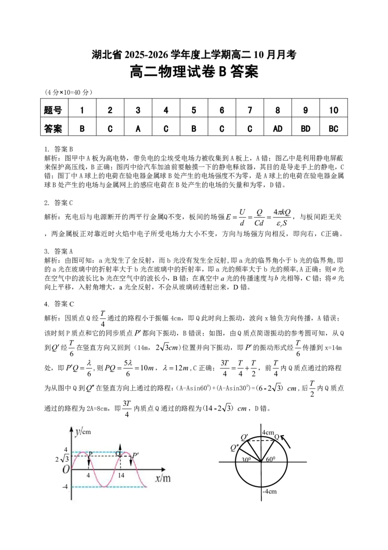 新八校联考2025-2026学年度上学期高二10月月考物理B详答_2025年10月高二试卷_251019湖北省新八校联考2025-2026学年度上学期高二10月月考（全）