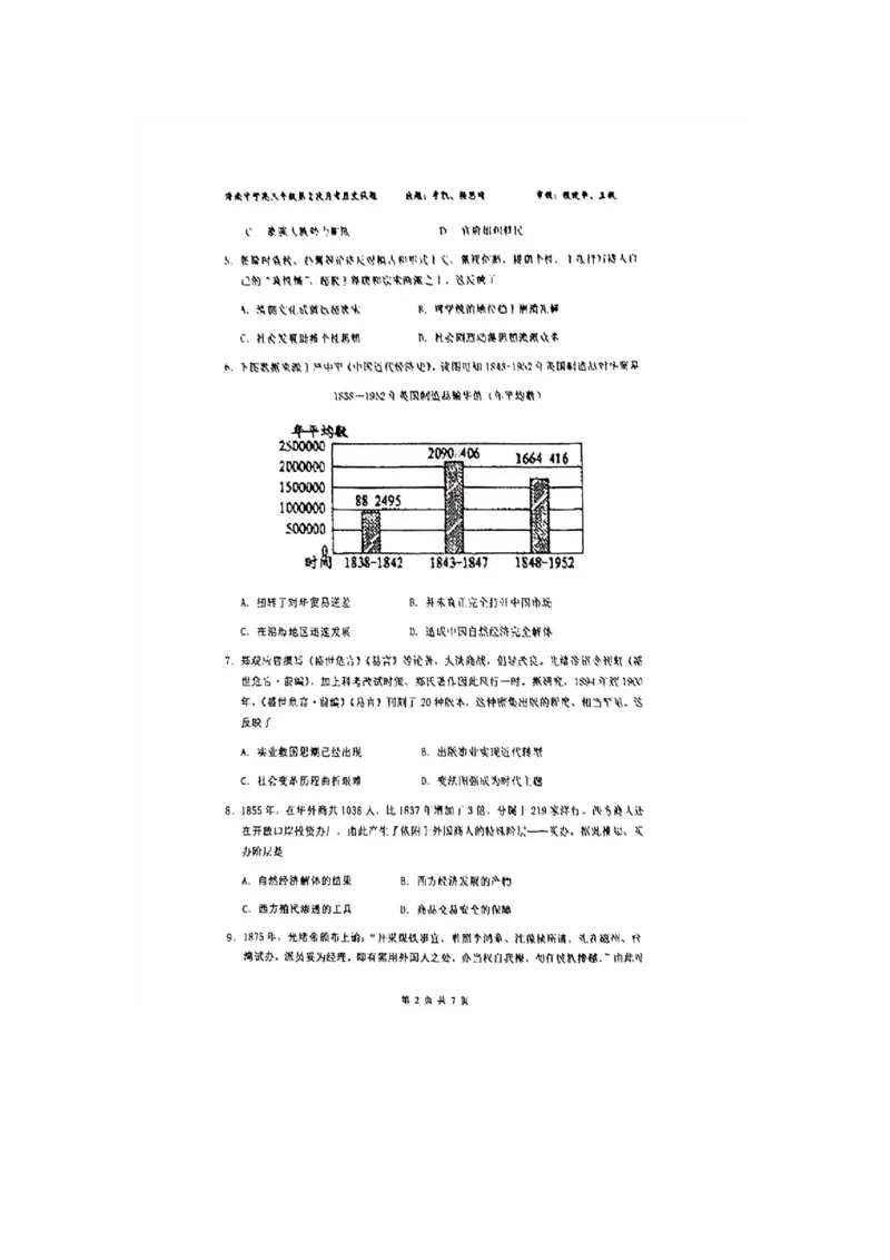 海南省海南中学2024-2025学年高三上学期10月月考试题历史含答案_2024-2025高三（6-6月题库）_2024年10月试卷_1029海南省海南中学2024-2025学年高三上学期10月月考