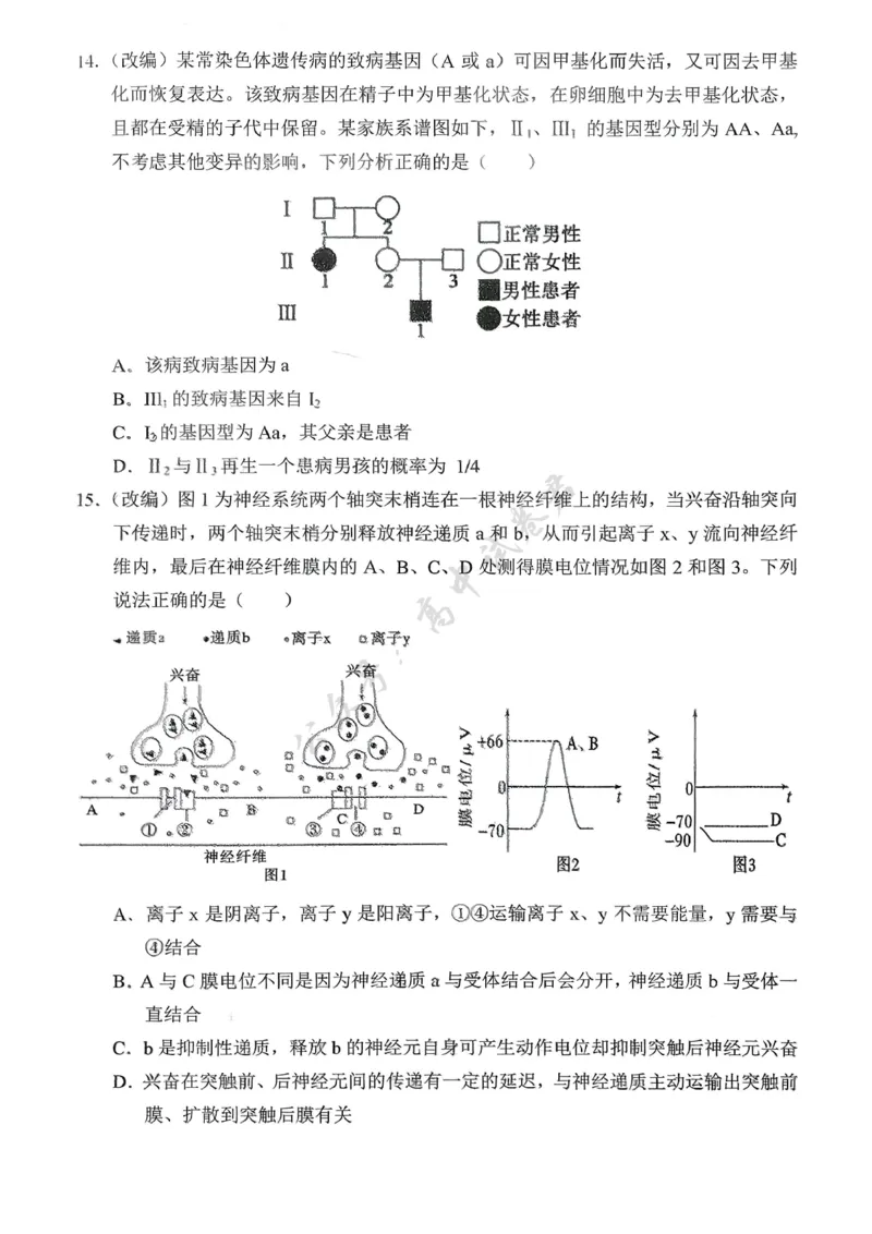 重庆市七校联盟2026届高三二阶段12月联考生物_2024-2026高三（6-6月题库）_2025年12月高三试卷_251225重庆市七校联盟2026届高三二阶段12月联考（全科）