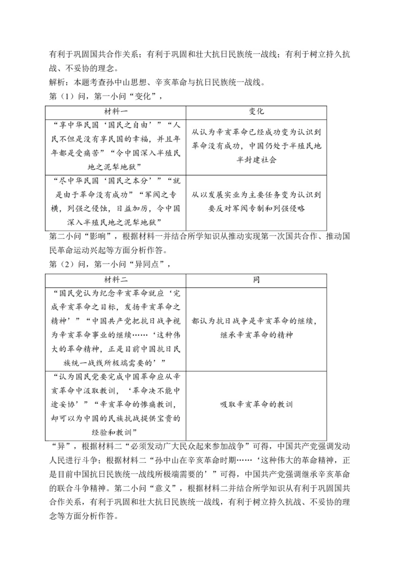 第八单元中华民族的抗日战争和人民解放战争单元测试（含解析）--高考历史统编版必修中外历史纲要上册二轮复习_2024-2025高三（6-6月题库）_2026年1月高三
