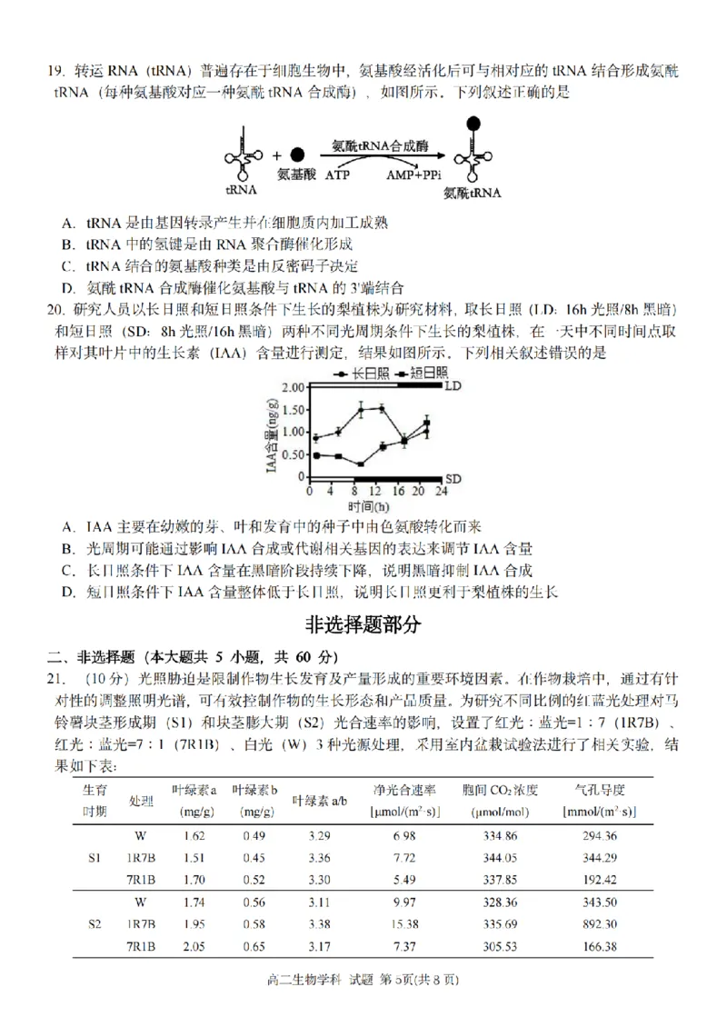 生物卷-2511高二G5联盟_251210浙江省G5联盟2025-2026学年高二上学期11月期中考试（全）_浙江省G5联盟2025-2026学年高二上学期11月期中考试生物试题含答案
