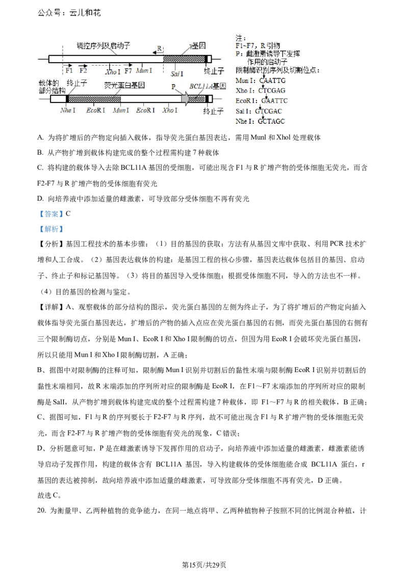 福建省福州市鼓楼区福建省福州第二中学2023-2024学年高二下学期7月期末生物试题（解析版）_2024-2025高二（7-7月题库）_2024年07月试卷